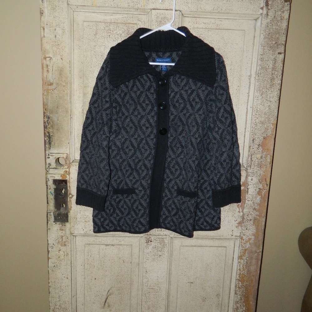 Karen Scott Thick Collar Heavy Cardigan Shawl Sweater Size XL